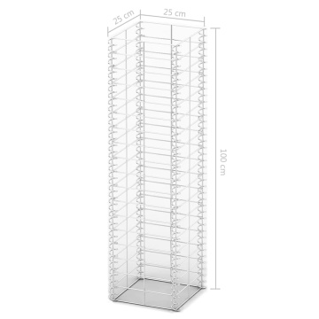 Set gabioane, 3 buc, sârmă galvanizată, 25 x 25 x 100 cm - Img 4