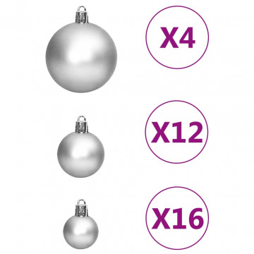 Set globuri de Crăciun 111 buc., argintiu, polistiren - Img 5
