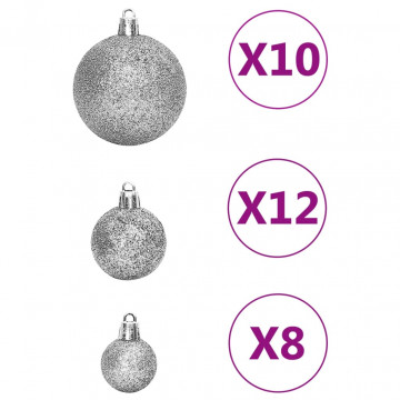 Set globuri de Crăciun 111 buc., argintiu, polistiren - Img 7