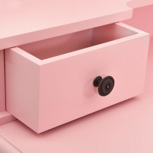 Set masă de toaletă cu taburet roz 80x69x141 cm lemn paulownia - Img 2