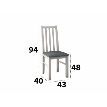 Set masa extensibila 140-180x80 cm cu 4 scaune tapitate, mb-21 modena1 si s-38 boss10 b11, alb/grafit, lemn masiv de fag, stofa - Img 5