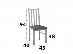 Set masa extensibila 140x180cm cu 6 scaune tapitate, mb-21 modena1 si s-38 boss10 b11, alb/grafit, lemn masiv de fag, stofa - Img 4