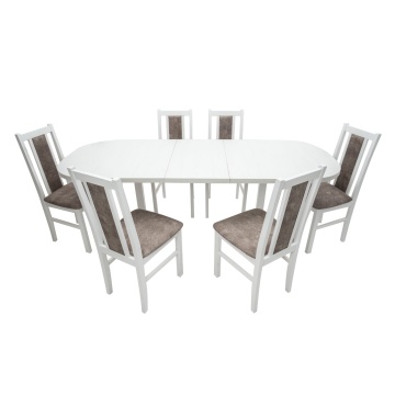 Set masa extensibila 160x200 cm mb-12 (venus 1) bialy cu 6 scaune s-38 b (boss 14) cod 25b 2 cut - Img 3