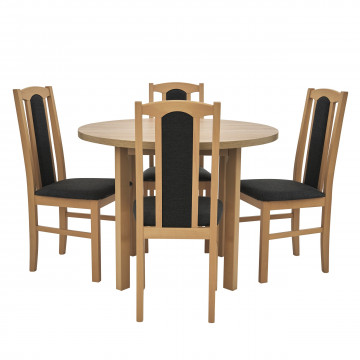 Set masa fixa 100 cm cu 4 scaune tapitate, mb-12 poli2 si s-37 boss7 s11, sonoma, lemn masiv, stofa - Img 3