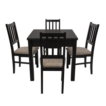 Set masa fixa 80 cm cu 4 scaune tapitate, mb-13 max9 si s-38 boss4 w2, wenge, lemn masiv de fag, stofa - Img 4
