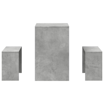 Set masă și bănci bucătărie, 3 piese, gri beton, lemn prelucrat - Img 8