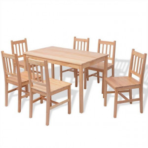Set masă și scaune din lemn de pin 7 piese - Img 5