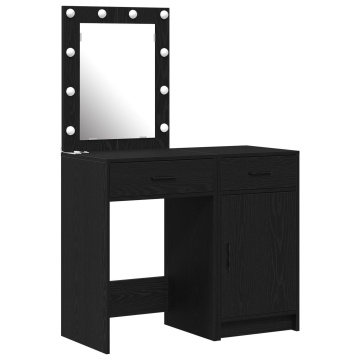 Set masă toaletă cu LED, 2 piese, negru, lemn prelucrat - Img 2