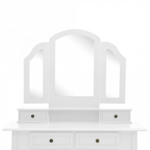 Set masă toaletă cu taburet alb 100x40x146 cm lemn paulownia - Img 7