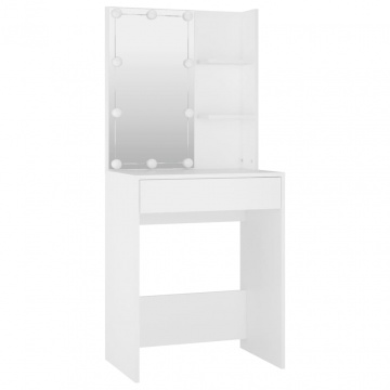 Set măsuță de toaletă cu LED, alb, lemn prelucrat - Img 6
