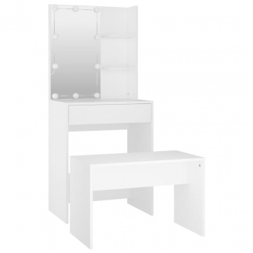 Set măsuță de toaletă cu LED, alb, lemn prelucrat - Img 8