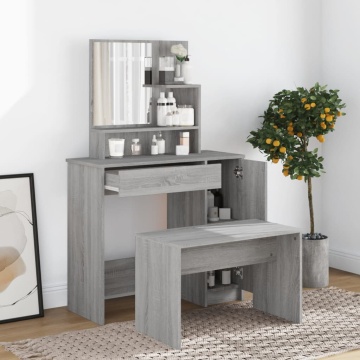 Set măsuță de toaletă, gri sonoma, 86,5x35x136 cm - Img 1