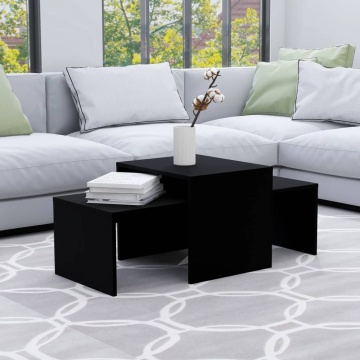 Set măsuțe de cafea, negru, 100x48x40 cm, PAL - Img 1