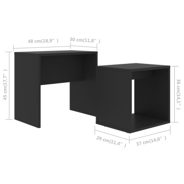 Set măsuțe de cafea, negru, 48x30x45 cm, lemn prelucrat - Img 5