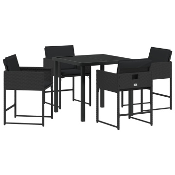 Set mese grădină 5 piese cu perne Negru din Rattan PE - Img 2
