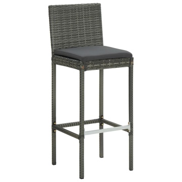 Set mobilier bar de exterior cu perne, 3 piese, gri, poliratan - Img 4
