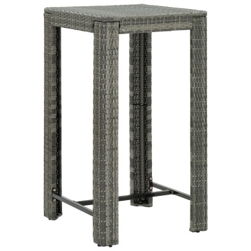 Set mobilier bar de exterior cu perne, 3 piese, gri, poliratan - Img 7