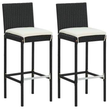 Set mobilier bar de grădină cu perne, 3 piese, negru - Img 3
