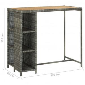 Set mobilier bar de grădină cu perne, 5 piese, gri, poliratan - Img 7