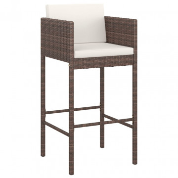 Set mobilier bar de grădină cu perne, 5 piese, maro, poliratan - Img 3