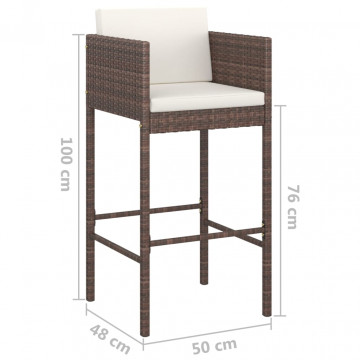Set mobilier bar de grădină cu perne, 5 piese, maro, poliratan - Img 7