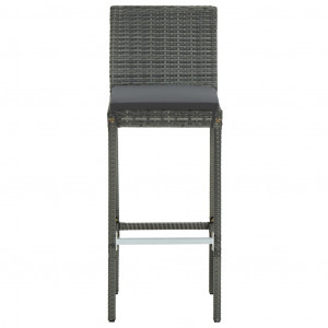 Set mobilier bar de grădină cu perne, 7 piese, gri, poliratan - Img 3