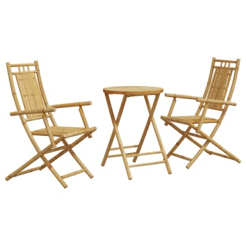 Set mobilier bistro, 3 piese, bambus - Img 2