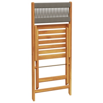 Set mobilier bistro, 3 piese, gri, polipropilenă și lemn masiv - Img 6