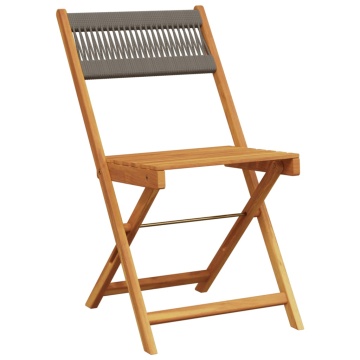 Set mobilier bistro, 3 piese, gri, polipropilenă și lemn masiv - Img 8