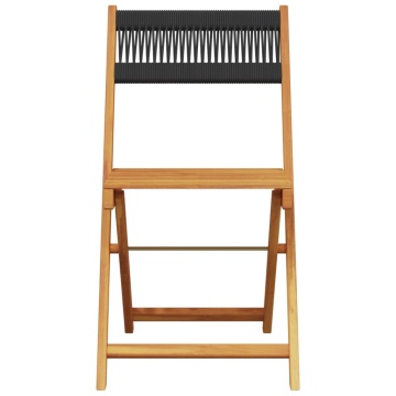 Set mobilier bistro, 3 piese, negru, polipropilenă lemn masiv - Img 4