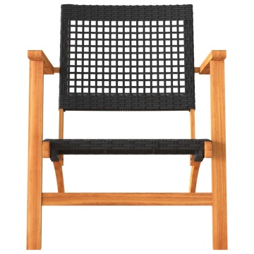 Set mobilier bistro, 3 piese, poliratan negru/lemn de acacia - Img 8