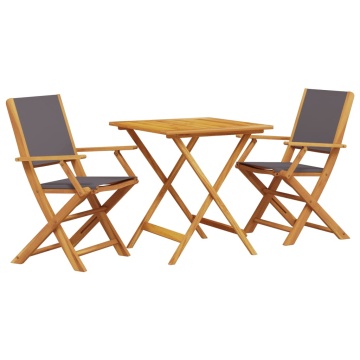 Set mobilier bistro, 3 piese, textil antracit/lemn masiv - Img 2