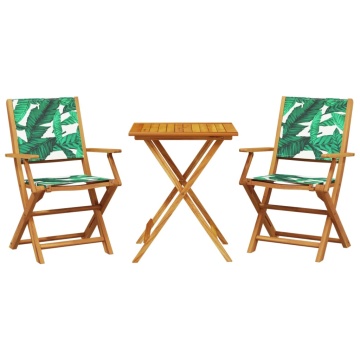 Set mobilier bistro, 3 piese, textil model frunze/lemn masiv - Img 2