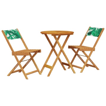 Set mobilier bistro, 3 piese, textil model frunze/lemn masiv - Img 2