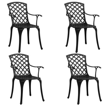 Set mobilier bistro, 5 piese, negru, aluminiu turnat - Img 3