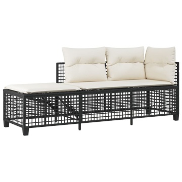 Set mobilier colțar de grădină cu perne 3 piese negru poliratan - Img 4