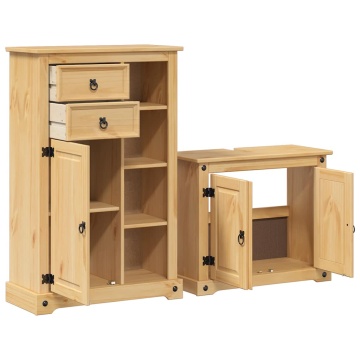 Set mobilier de baie „Corona”, 2 piese, lemn masiv de pin - Img 4