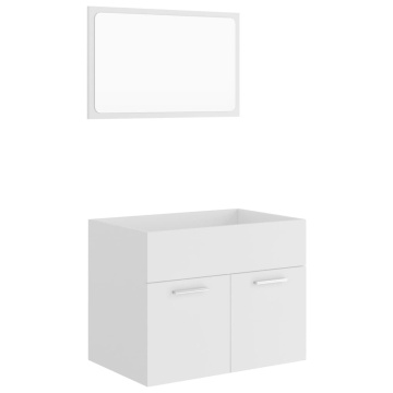 Set mobilier de baie, 2 piese, alb, PAL - Img 2