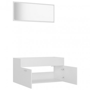 Set mobilier de baie, 2 piese, alb, PAL - Img 5