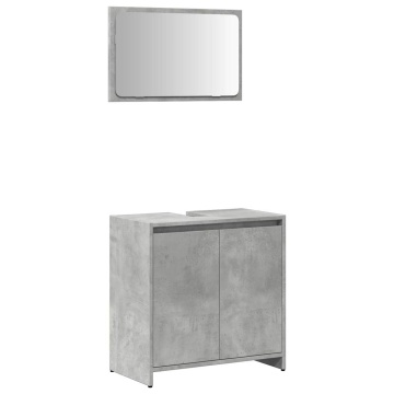 Set mobilier de baie, 2 piese, gri beton, lemn compozit - Img 2