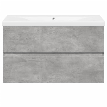 Set mobilier de baie, 2 piese, gri beton, lemn compozit - Img 4