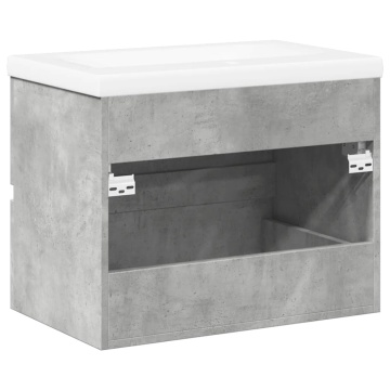 Set mobilier de baie, 2 piese, gri beton, lemn compozit - Img 5