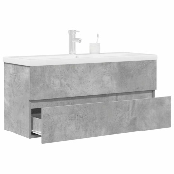 Set mobilier de baie, 2 piese, gri beton, lemn compozit - Img 1