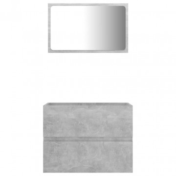 Set mobilier de baie, 2 piese, gri beton, PAL - Img 3