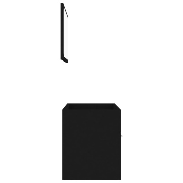 Set mobilier de baie, 2 piese, negru, PAL - Img 6