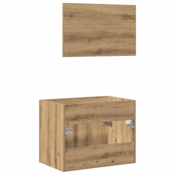 Set mobilier de baie, 2 piese, stejar artizanal, lemn prelucrat - Img 7