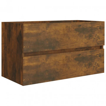 Set mobilier de baie, 2 piese, stejar fumuriu, lemn prelucrat - Img 6