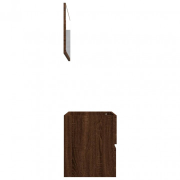 Set mobilier de baie, 2 piese, stejar maro, lemn prelucrat - Img 5