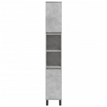 Set mobilier de baie, 3 piese, gri beton, lemn compozit - Img 5