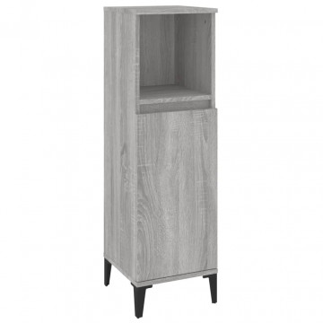 Set mobilier de baie, 3 piese, gri sonoma, lemn prelucrat - Img 6